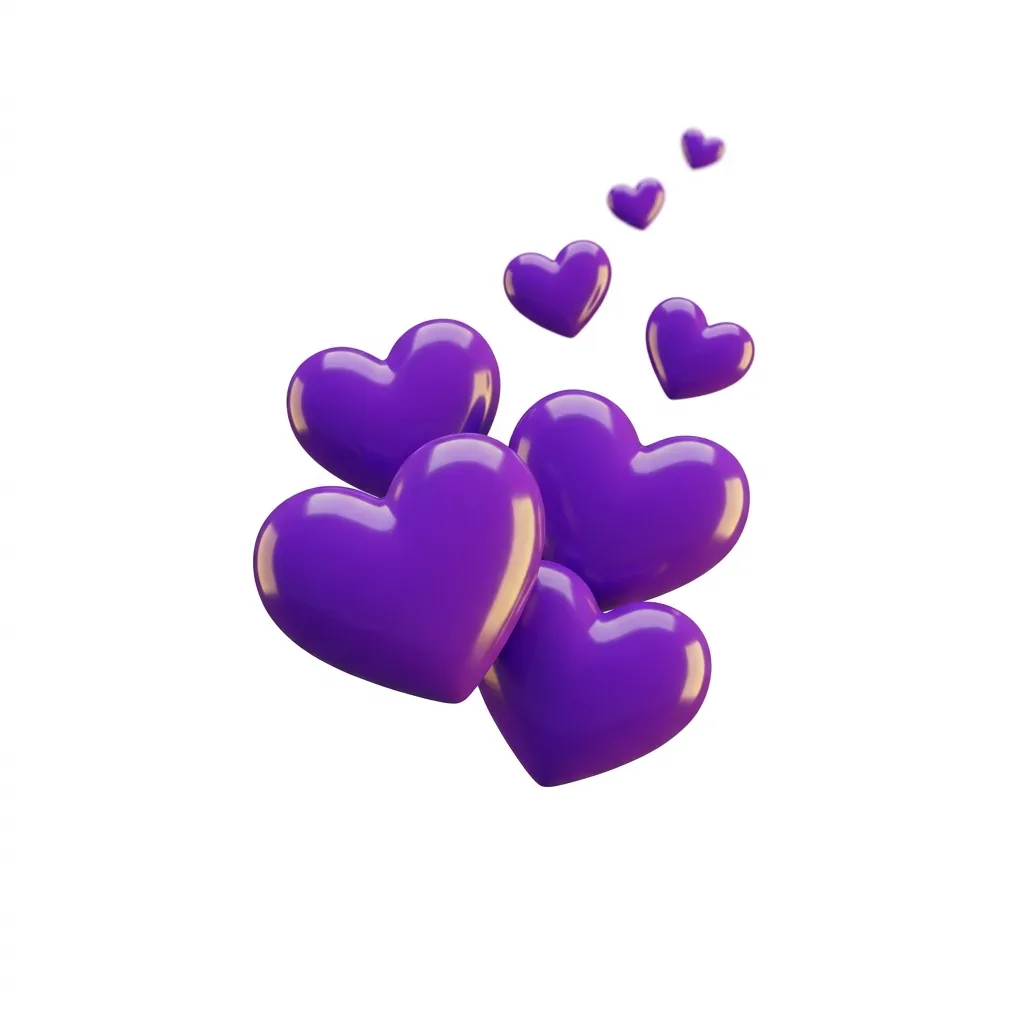 What do purple hearts emoji mean